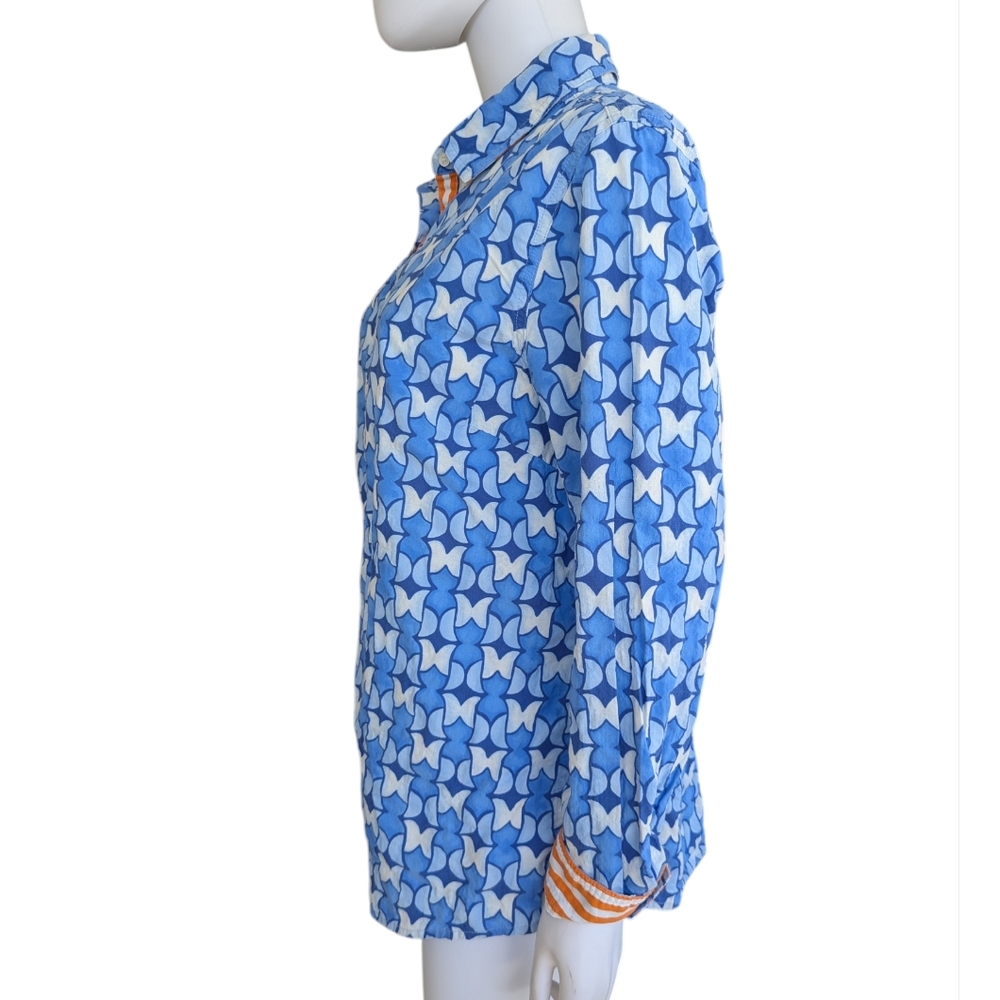 J. McLaughlin Blue and White Floral Shirt - Picture 2 of 8